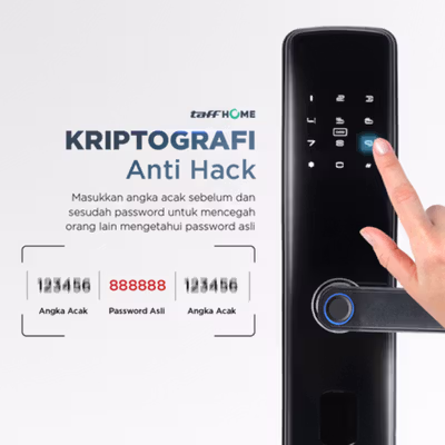TaffHOME Smart Door Lock Fingerprint Password Bluetooth Card TTLock - YS-24 - Black — gambar 3