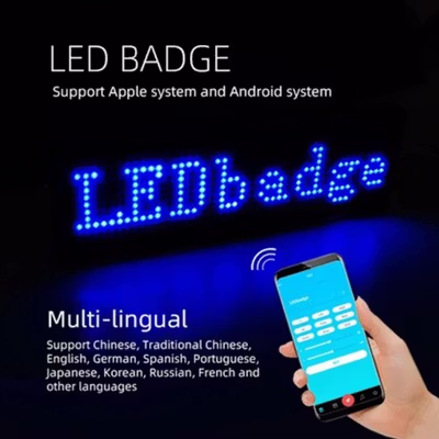 WITZY LED Badge Text Display Screen Bluetooth Red Text 9.8x0.8x2.2cm - W98 - Red — gambar 3