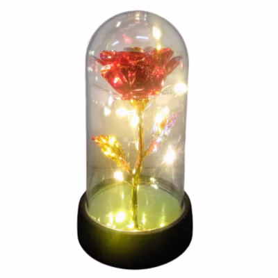 BOFEI Lampu Meja Hias LED Mawar Beauty and The Beast Warm White - BF01 - Red — gambar 3