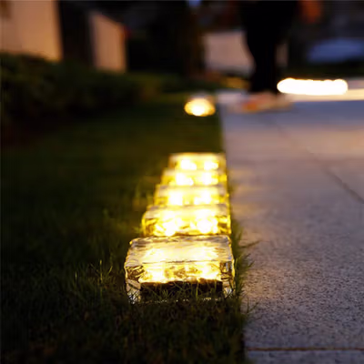 DUTRIEUX Lampu Taman Hias Tanam Ice Brick Solar Water LED 0.2W IP45 Warm Light - DT106 - Transparent — gambar 3
