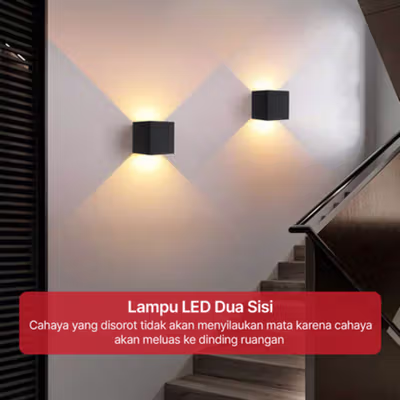 TaffLED Lampu Dinding Hias LED Indoor Square Plastic Warm White 6W - BD80 - Black — gambar 3