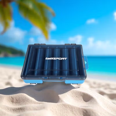TaffSPORT Kotak Perkakas Pancing Kail Umpan Dua Sisi Tackle Box 12Grid - YR-12 - Blue — gambar 3