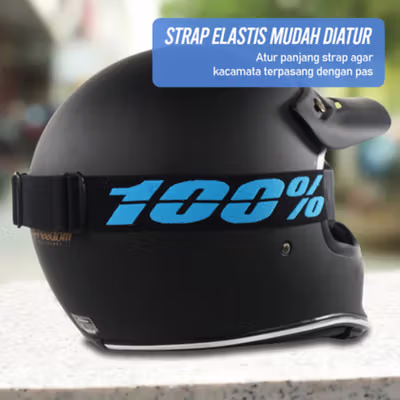 TaffSPORT Kacamata Helm Motor Goggles UV400 Protection Windproof Clear - UV400 - Blue — gambar 3