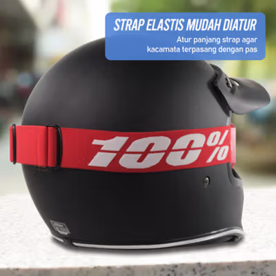 TaffSPORT Kacamata Helm Motor Goggles UV400 Protection Windproof Clear - UV400 - Red — gambar 3