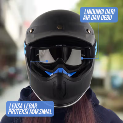 TaffSPORT Kacamata Helm Motor Goggles UV400 Protection Windproof Reflective - UV400 - Blue — gambar 3