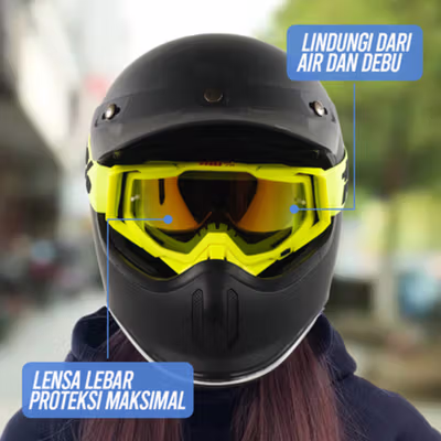 TaffSPORT Kacamata Helm Motor Goggles UV400 Protection Windproof Reflective - UV400 - Yellow — gambar 3