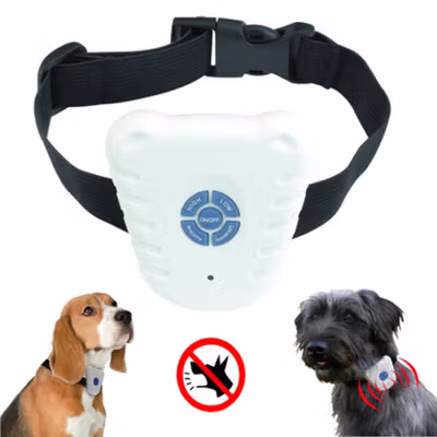 BarkSTOP Kalung Latih Anjing Ultrasonic Dog Anti Bark Stop Collar - CSH-B005 - White — gambar 3