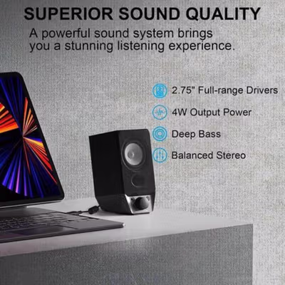 Edifier Speaker Bluetooth Desktop 2.0 Channel USB Sound Card AUX - R19BT - Black — gambar 3