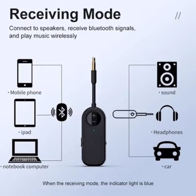 HIGI Bluetooth Adapter 2in1 Transmitter Receiver 5.3 AUX 3.5mm - M28 - Black — gambar 3
