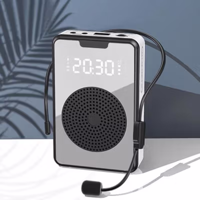 Marway Speaker Pinggang Microphone Bluetooth LED Amplifier Wireless - H3 - Black — gambar 3