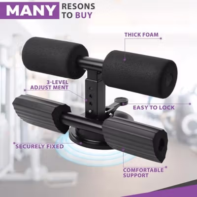 Flyfan Alat Bantu Sit Up Stand Fitness Adjustable Stainless Steel - FN-1003 - Black — gambar 3