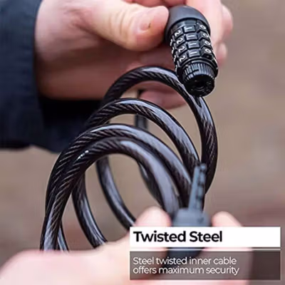 TaffGUARD Kunci Gembok Sepeda Kabel Waterproof Password 4 Digit 1M - GT32 - Black — gambar 3