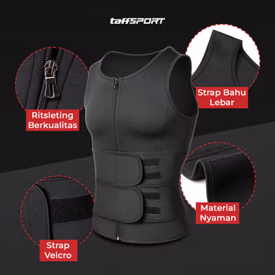 TaffSPORT Korset Pembentuk Badan Pria Waist Fat Burner Double Velcro XXL - MWL10 - Black — gambar 3