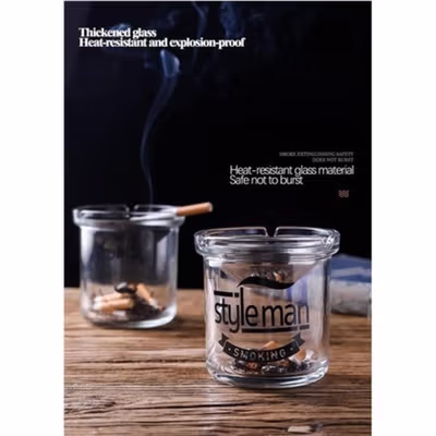 DKDAD Asbak Rokok Anti Angin Ashtray Anti Fly Ash Household Glass Styleman - DK-77 - Transparent — gambar 3