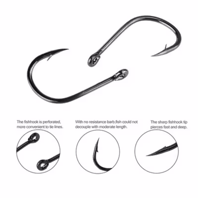 TaffSPORT Kail Pancing Ikan Barbed Fishing Hook Carbon Steel 100 PCS No 6 - IS300 - Black — gambar 3