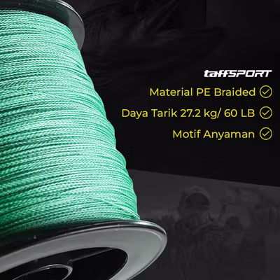TaffSPORT Senar Tali Benang Pancing Fishing Line PE Braided 300M 5.0 - TF102 - Green — gambar 3