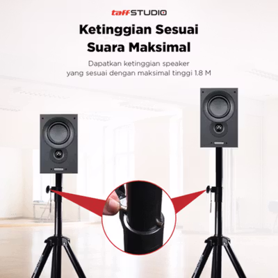 TaffSTUDIO Floor Tripod Stand Speaker Audio System 8-15 Inch 1.8M - SPS-502M - Black — gambar 3