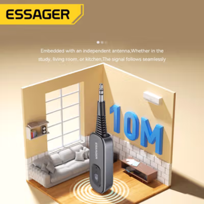 ESSAGER Bluetooth Adapter 2in1 Transmitter Receiver 5.1 AUX 3.5mm - ES-BT10 - Gray — gambar 3