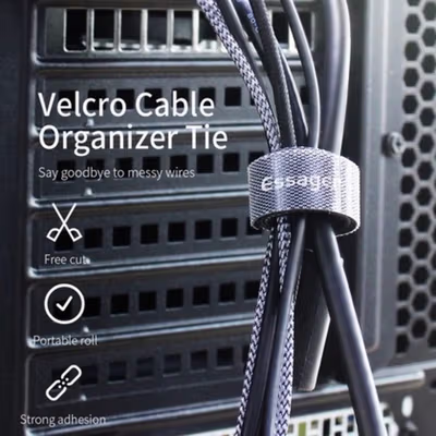 ESSAGER Pengikat Kabel Velcro Strap Organizer Wire Winder Tearable 1M - EXD-LX01 - Yellow — gambar 3