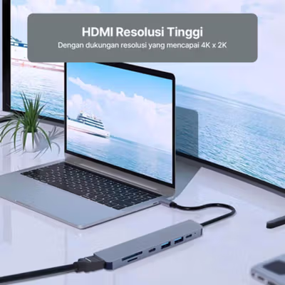 IPHub USB Type-C Hub Adaptor HDMI USB 3.0 USB Type C - YG-2121 - Gray — gambar 3