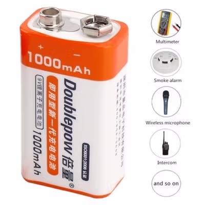 Doublepow Baterai Isi Ulang 9V Rechargeable Li-Ion 1000mAh 1 PCS - White — gambar 3