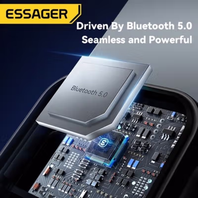 ESSAGER Audio Bluetooth Receiver Adapter 5.0 USB AUX Spring Wire - EBT-LF01-P - Black — gambar 3