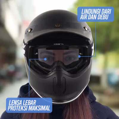 TaffSPORT Kacamata Helm Motor Goggles UV400 Protection Windproof Clear - UV400 - Black — gambar 3