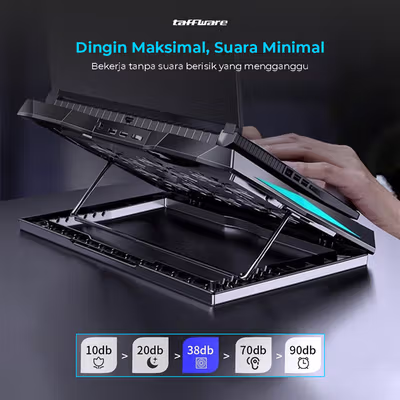 Taffware MC Cooling Pad Laptop Gaming Kipas Pendingin 6 Fan 15.6 Inch - Q3 - Black — gambar 3