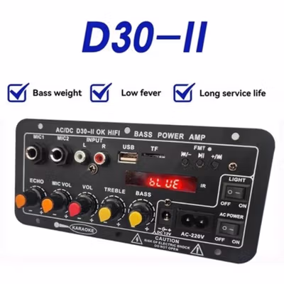 TaffSTUDIO Amplifier Board Audio Bluetooth USB 2.1 Channel 12V - D30-II - Black — gambar 3