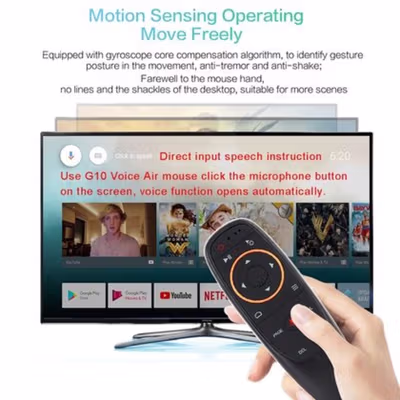 AVATTO Air Mouse Wireless 2.4GHz 6 Axis Voice Remote Control - G10 - Black — gambar 3