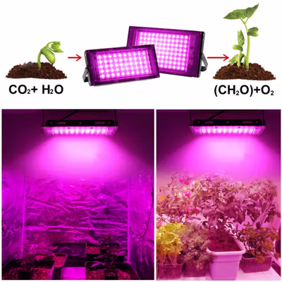 GI Grow Light LED Hidroponik Full Spectrum 2835 SMD 220V 100W IP65 - RO24 - Black — gambar 3