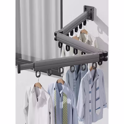 FLOTH Gantungan Baju Jemuran Lipat Three Folding Drying Rack 90cm - F-90 - Black — gambar 3
