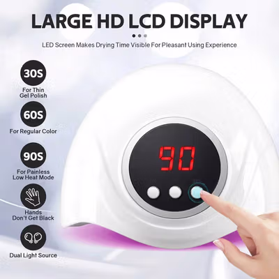 SUN Pengering Kutek UV Lamp Nail Dryer Sensor LCD Display 72W 24 LED - S4 - White — gambar 3