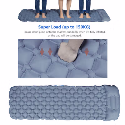 TaffSPORT Kasur Matras Angin Manual Sleeping Pad Ultralight Single - SB-16 - Gray — gambar 3