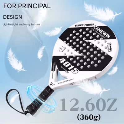 CWIN Raket Padel Teardrop Carbon Glass Fiber 3.8cm Thickness 360g - 4015 - White — gambar 3