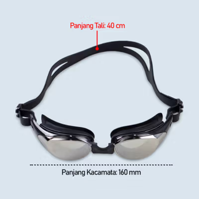 RUIHE Kacamata Renang Coating Mirrored Anti Fog UV Protection - RH6100 - Black — gambar 4