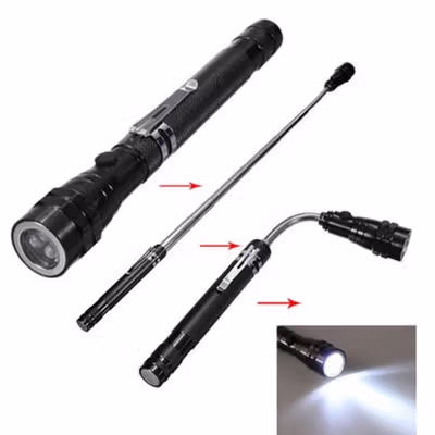 LED Telescopic Flexible Magnetic Pick Up Flashlight - Black — gambar 4