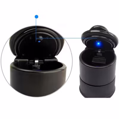 Noctilucent ABS Car Ashtray with LED Light Model A - 4S - Black — gambar 4