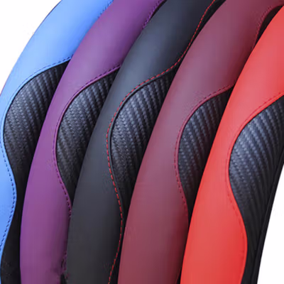 OTOHEROES Cover Setir Mobil Bahan Kulit Steering Wheel Cover - RZ502 - Black — gambar 4