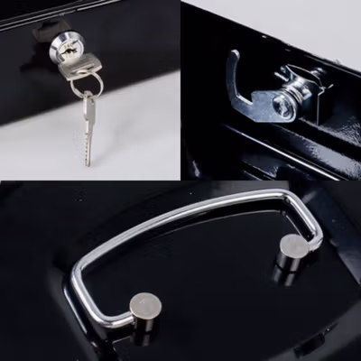 TaffGUARD Kotak Brankas Uang Perhiasan Cash Safebox Key Lock 20x16x9cm - JJZS66 - Black — gambar 4