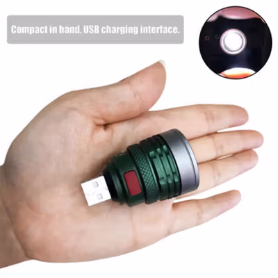 Senter LED USB Zoomable Mini Handy Flashlight 800 Lumens - Army Green — gambar 4
