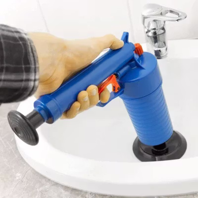 Auger Pompa Sedot Saluran WC Ledeng High Pressure Air Drain Plunger - JJ63010 - Blue — gambar 4