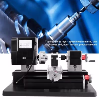Tool The First Mesin Bubut Mini Lathe Wood Metalworking 60W - TZ20002MG - Black — gambar 4