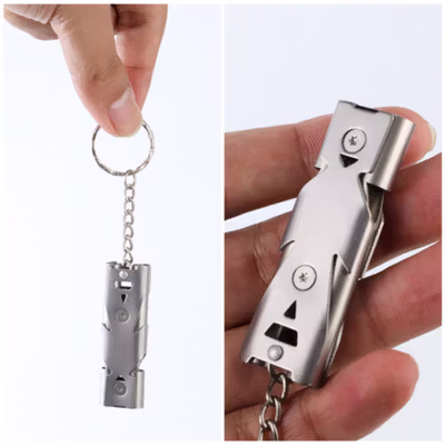 BAKMK Peluit Survival Double Pipe Stainless Steel - BLW24 - Gray — gambar 4