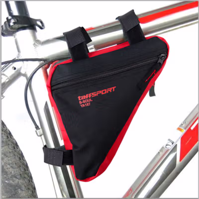 TaffSPORT Tas Sepeda Frame Segitiga Bike Bag Waterproof Nylon - YA187 - Black/Red — gambar 4