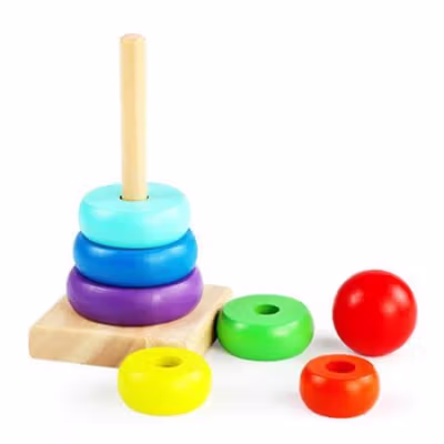 JOKEJOLLY Mainan Anak Montessori Rainbow Tower Children Toy - HX2804 - Multi-Color — gambar 4