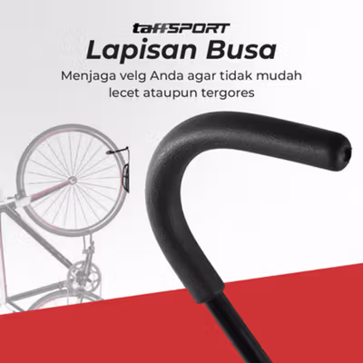 TaffSPORT Gantungan Dinding Sepeda Veritcal Hook Soft Foam Pads 30kg - BR500 - Black — gambar 4