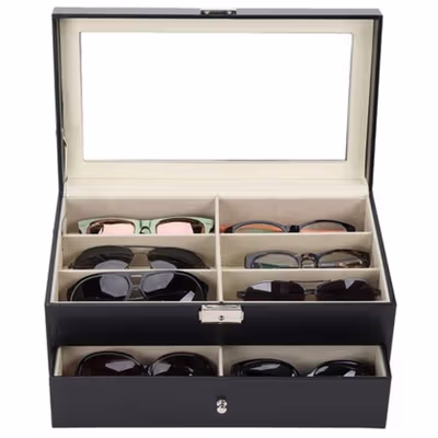 JOCESTYLE Kotak Display Kacamata Eyeglasses Sunglasses Box 12 Slot - SWK78 - Black — gambar 4