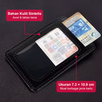 Kantung Badge Holder Name Tag Kartu ID Debit Credit Card - 610 - Black — gambar 4