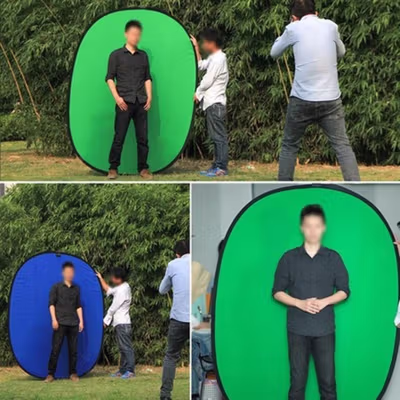 FORNORM Latar Foto 2in1 Photo Studio Backdrop 100x150cm - FR001 - Green/Blue — gambar 4
